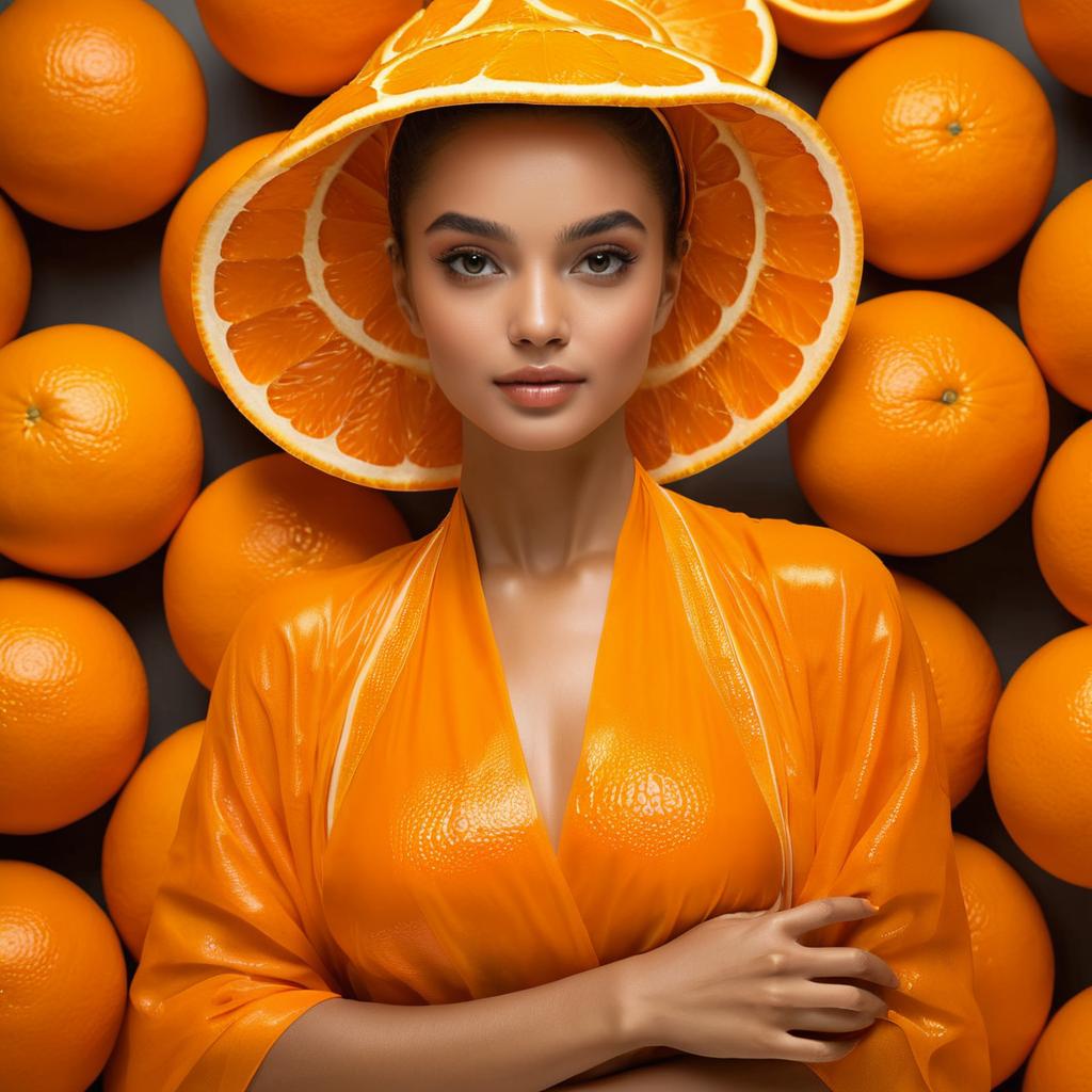 Elegant Woman Dressed in Oranges