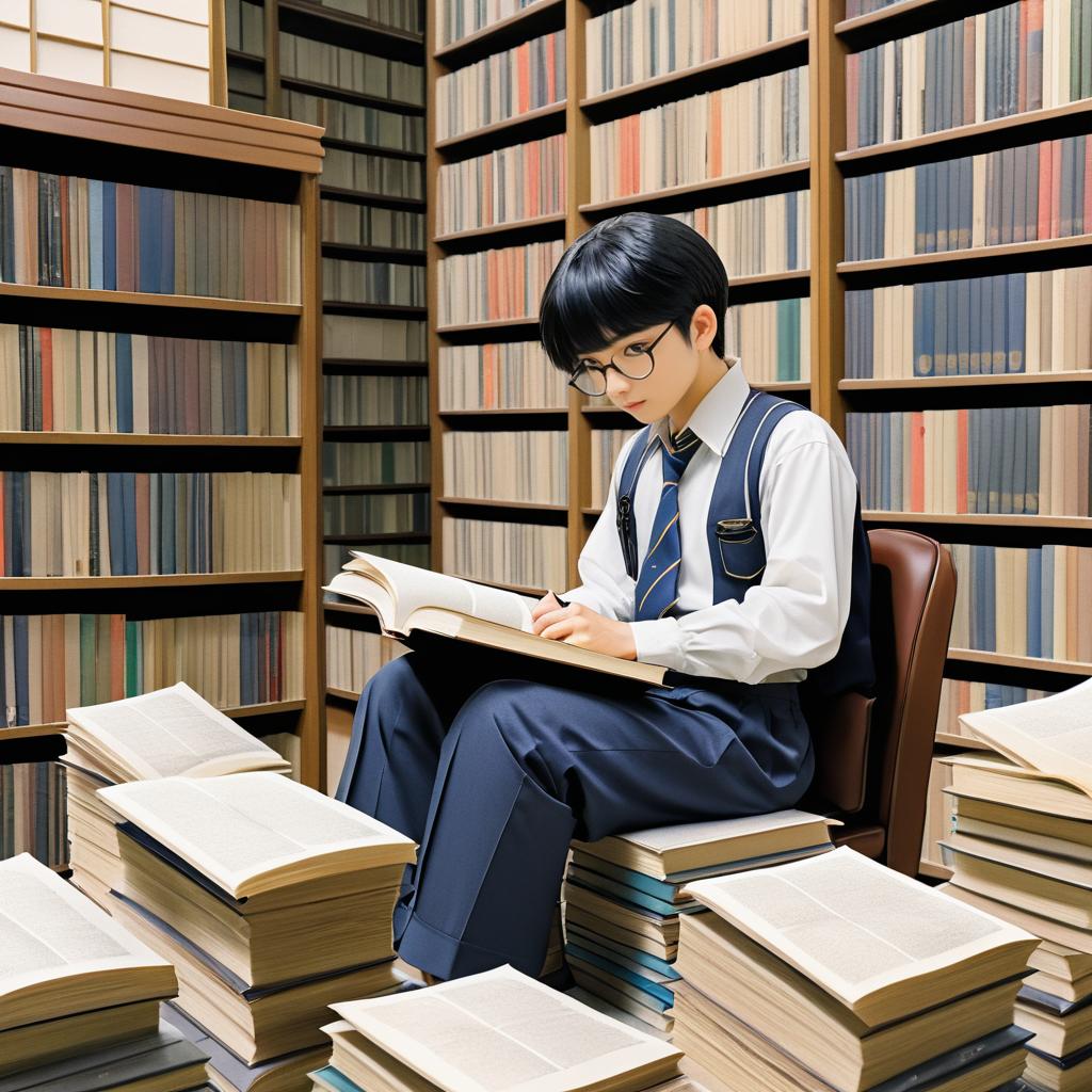 Nostalgic Manga Student in Library