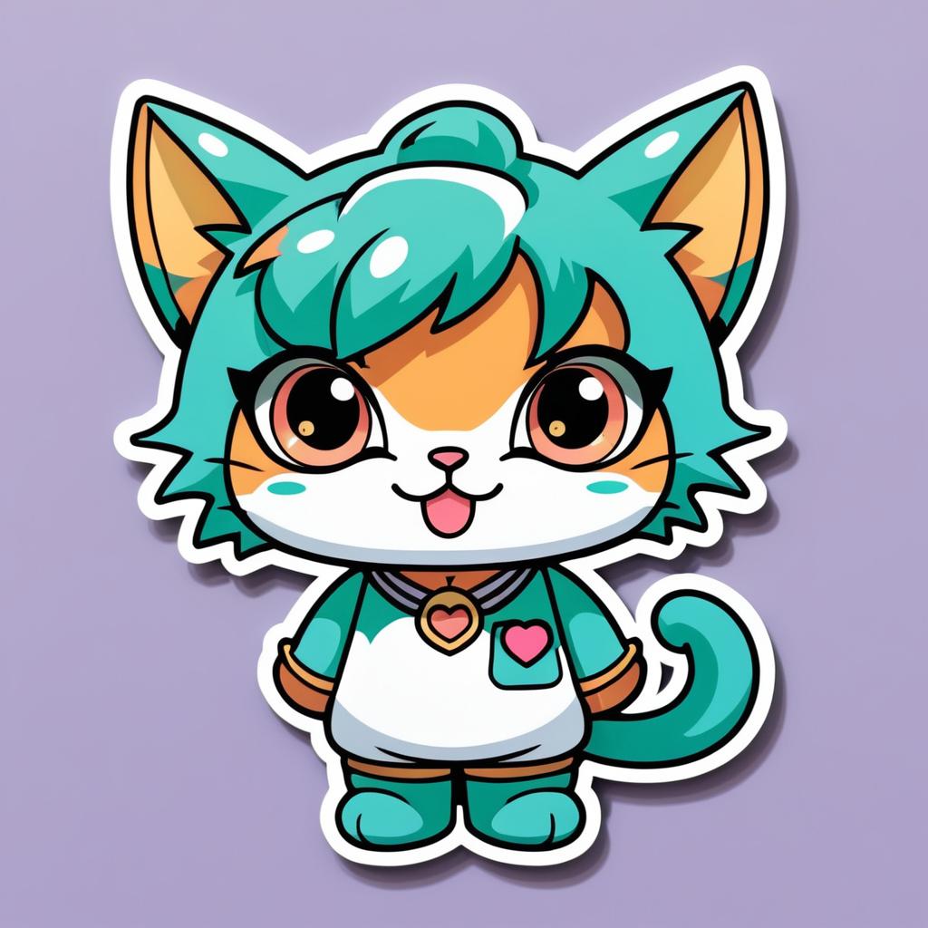 Kawaii Patina Cat Sticker Design