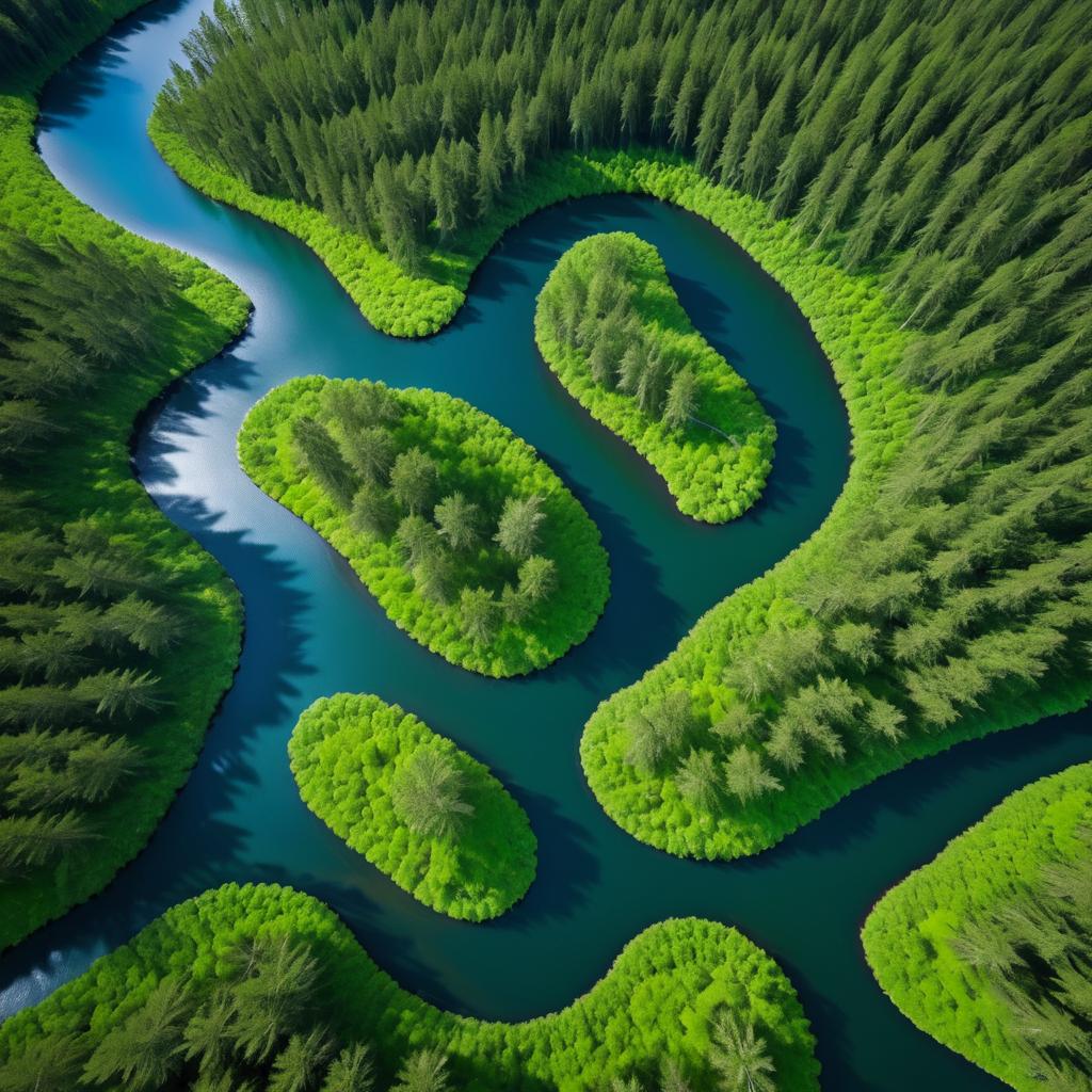 Aerial View of a Serpentine River