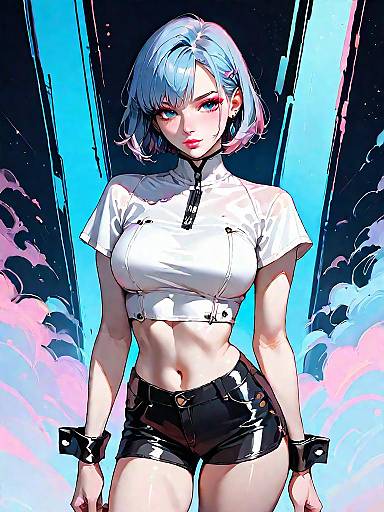 Stylish Anime Girl in Futuristic Night Setting