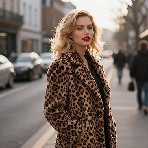 Blonde in Leopard Coat Late-Afternoon