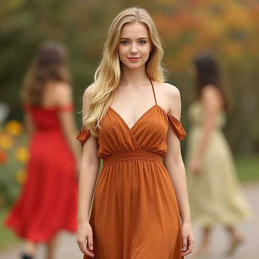 Blonde Fairy in Brown Dress