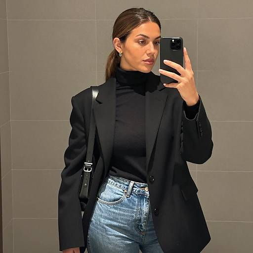 Woman Taking Mirror Selfie in Casual Outfit