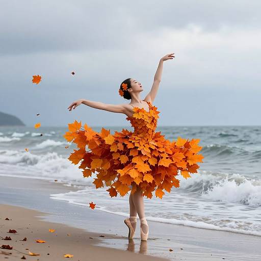 Autumnal Ballerina Dancing by Shore