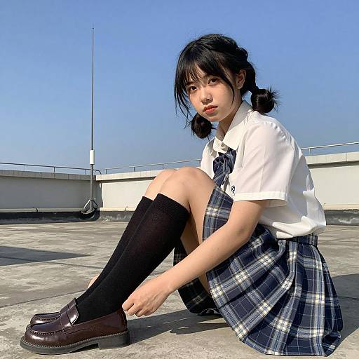 Casual Rooftop Style with Asian Girl