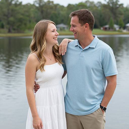 Joyful Couple at Kissimmee Lakefront