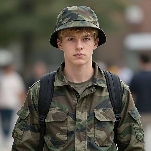 Realistic Photo of Disco Guy in Camouflage