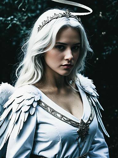 Woman in Angel Costume with White Wings