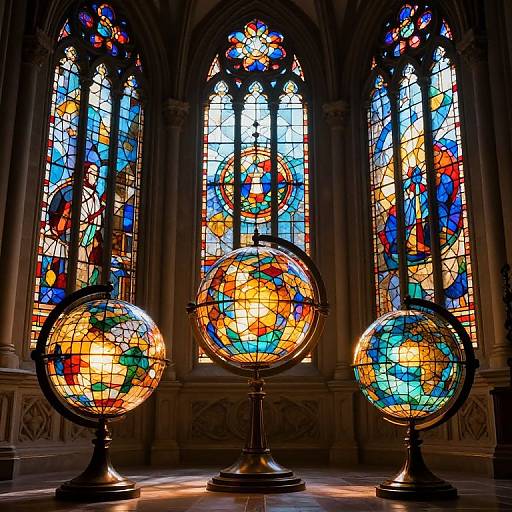 Colorful Stained Glass Globe Fantasy