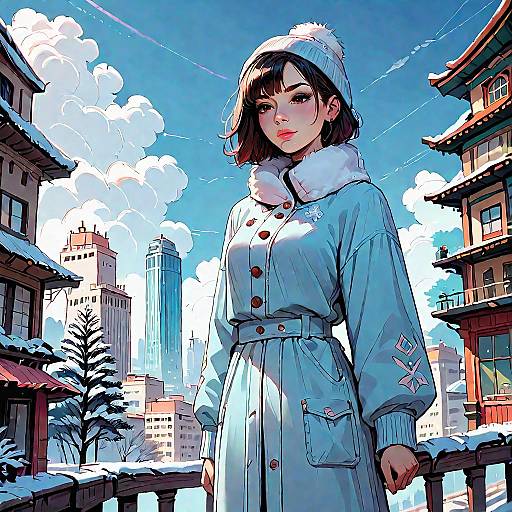 Urban Winter Scenery with Overgrown Elements