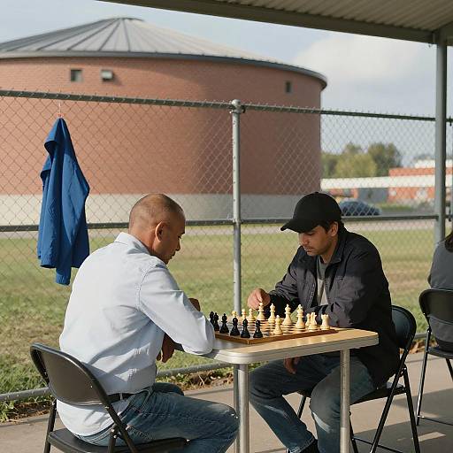 Chess Game Under a Covered Area