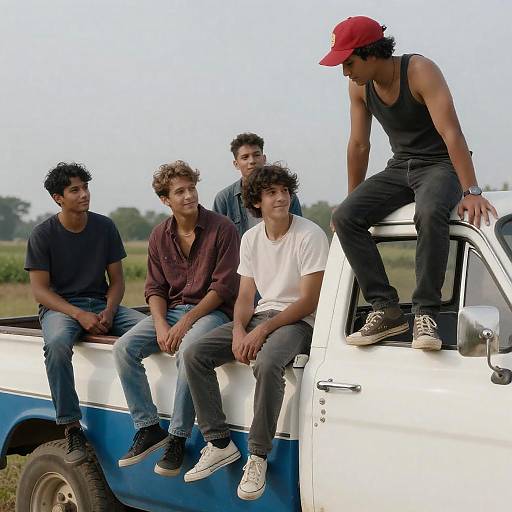 Vintage Truck Group Photo in Nature
