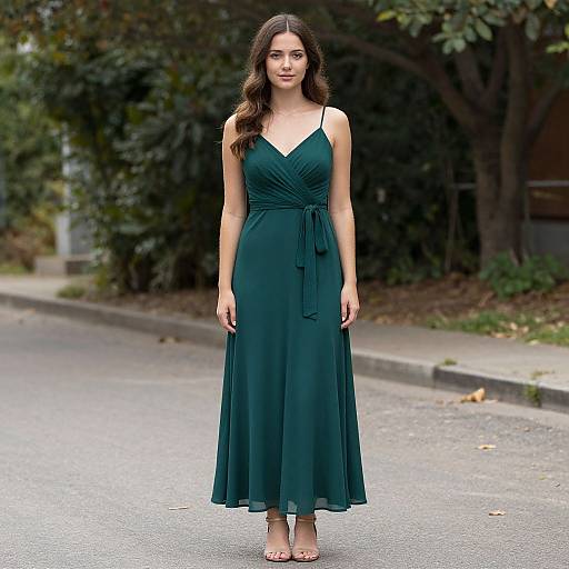Photorealistic Dark Green Bridesmaid Dress