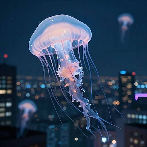 Ethereal Giant Jellyfish Over City