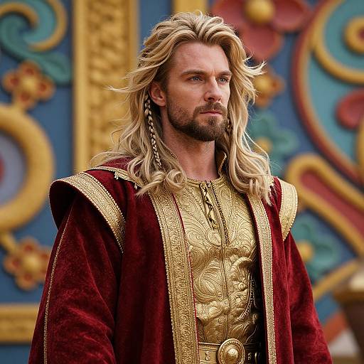 Regal Warrior with Flowing Blonde Hair