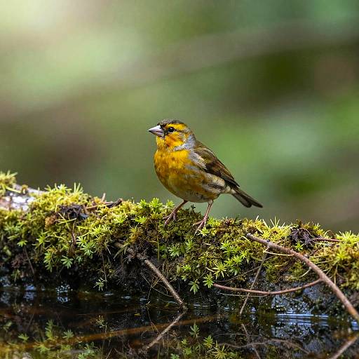 Saffron Finch Perched in Lush Nature