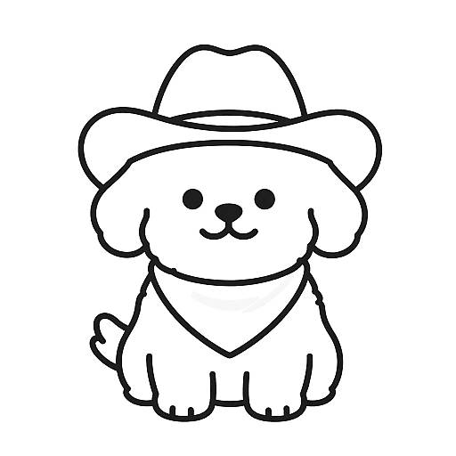 Whimsical Pastel Cartoon Cowboy Dog