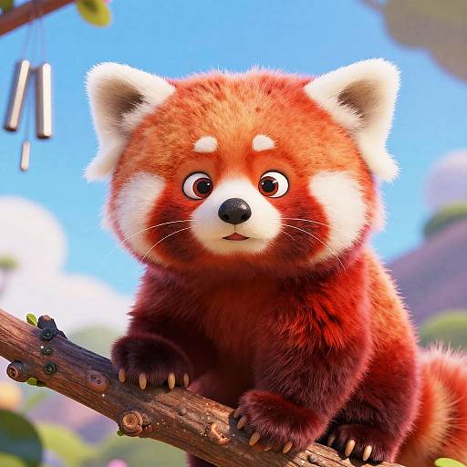 Playful Red Panda Cub in Pixar Style