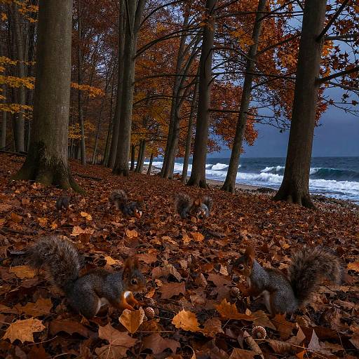 Autumnal Woodland & Ocean Scene