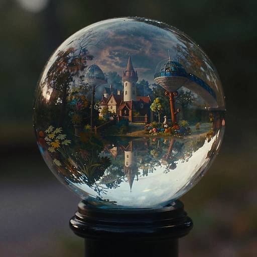 Fantasy Castle Reflected in Glass Orb
