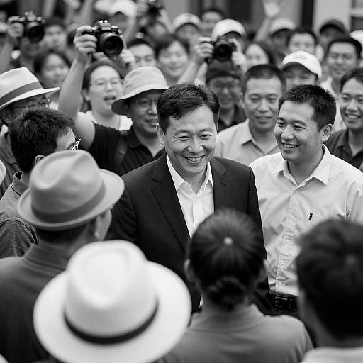 Crowded Joy: A Black and White Snapshot