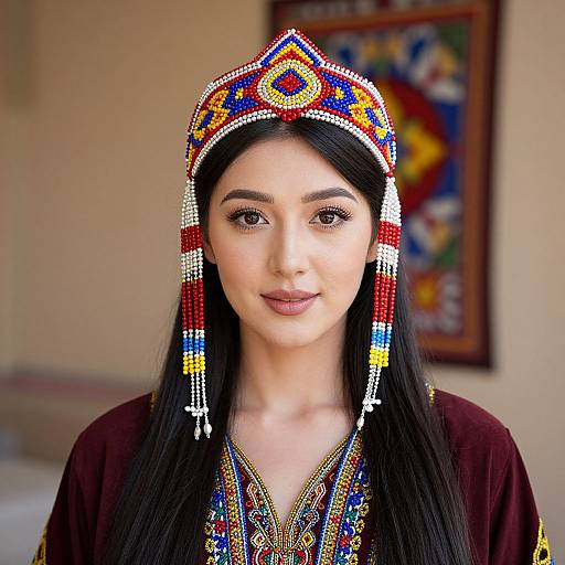 Vibrant Vintage Uzbek Beaded Headwear