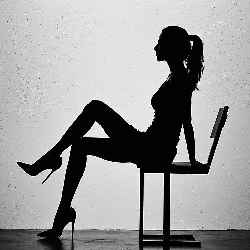 Silhouette of Woman Sitting with Legs Crossed