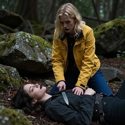 Intense Duel in a Mossy Forest