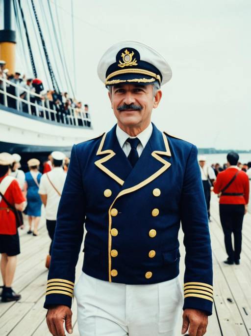 Man in Ship Captain Uniform at Festival