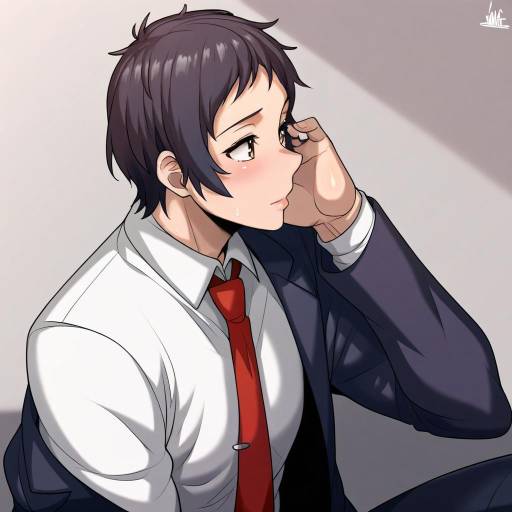 Illustration of Adachi tooru, persona in the style of Jmg