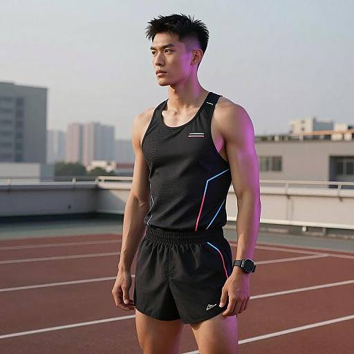 Box Fade on Male Model in Neon