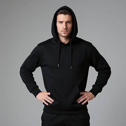 Serious Man in Black Hoodie