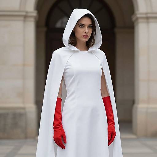 Woman in White Cloak Costume