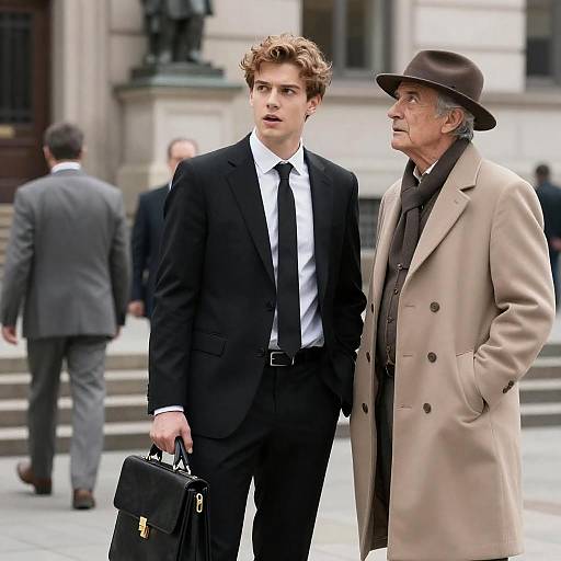 Businessmen Conversing in Urban Landscape