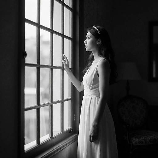 Serene Woman by Patterned Window