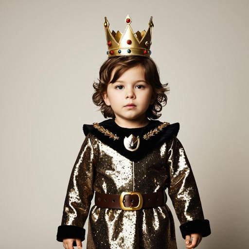 Toddler Boy in Royal Costume with Crown