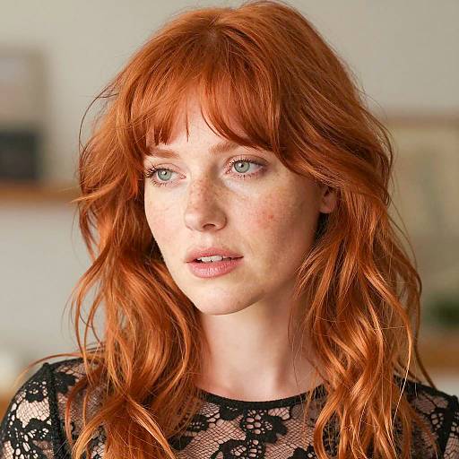 Portrait of a Freckled Redhead with Green Eyes