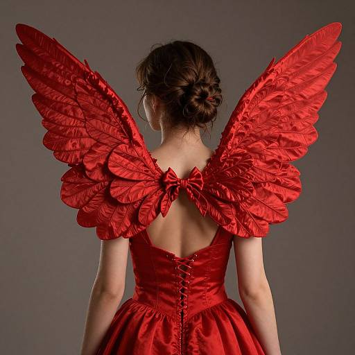 Close-Up of Woman with Red Fairy Wings