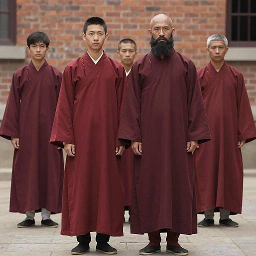 Gathering of Boys in Traditional Robes