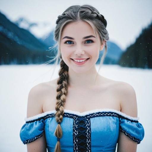 Young Woman in Blue Frozen-Inspired Dress