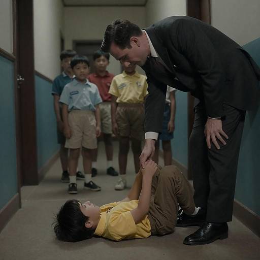 Vintage Film Still - Man Comforting Boy