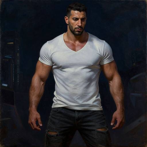 Cyberpunk Portrait of Muscular Iraqi Man