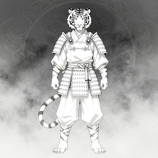 Anime Tiger Ronin in Samurai Armor