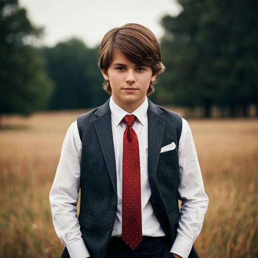 Young boy in formal attire outdoors