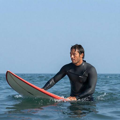 Focused Surfer in Ocean Waters