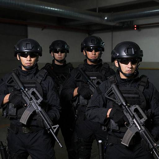 Intense Soldiers in Tactical Gear