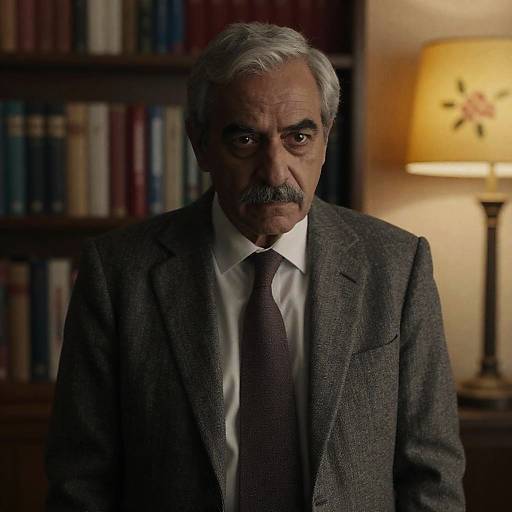 Serious Middle-Aged Man in Gray Tweed Suit