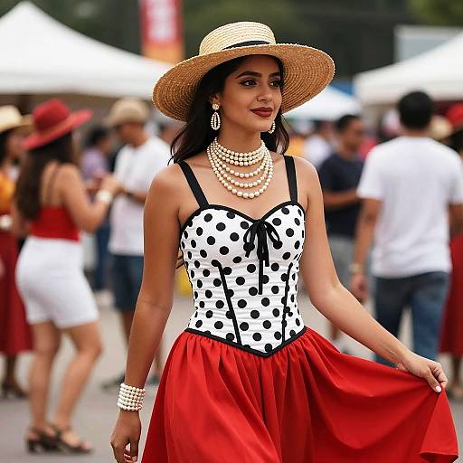 Stylish Fiesta Attire with Polka Dots