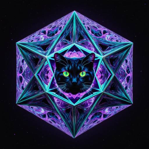 Cat Face in Neon Fractal Polyhedron Cat Face in Neon Fractal Polyhedron